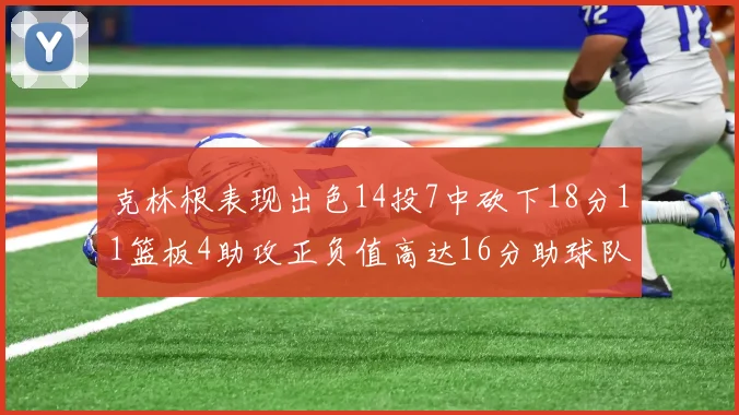 克林根表现出色14投7中砍下18分11篮板4助攻正负值高达16分助球队获胜